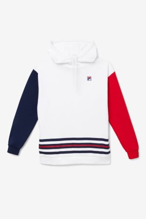 FILA Indu Hoodies White / Navy / Red,Womens Clothing | CA.MFCNHP690